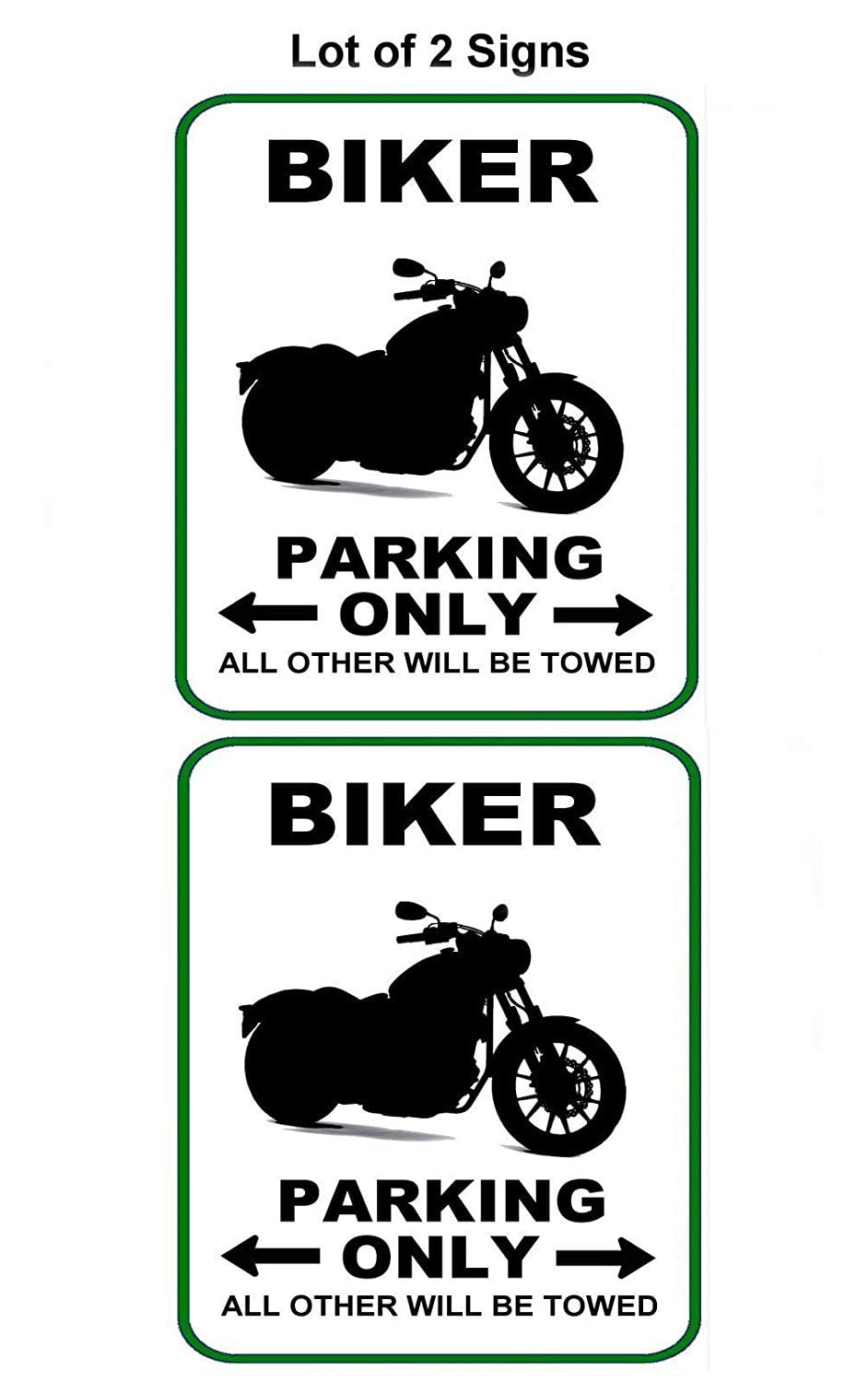 Biker Parking Only (v1) Laminated Funny Sign - 2 Pack