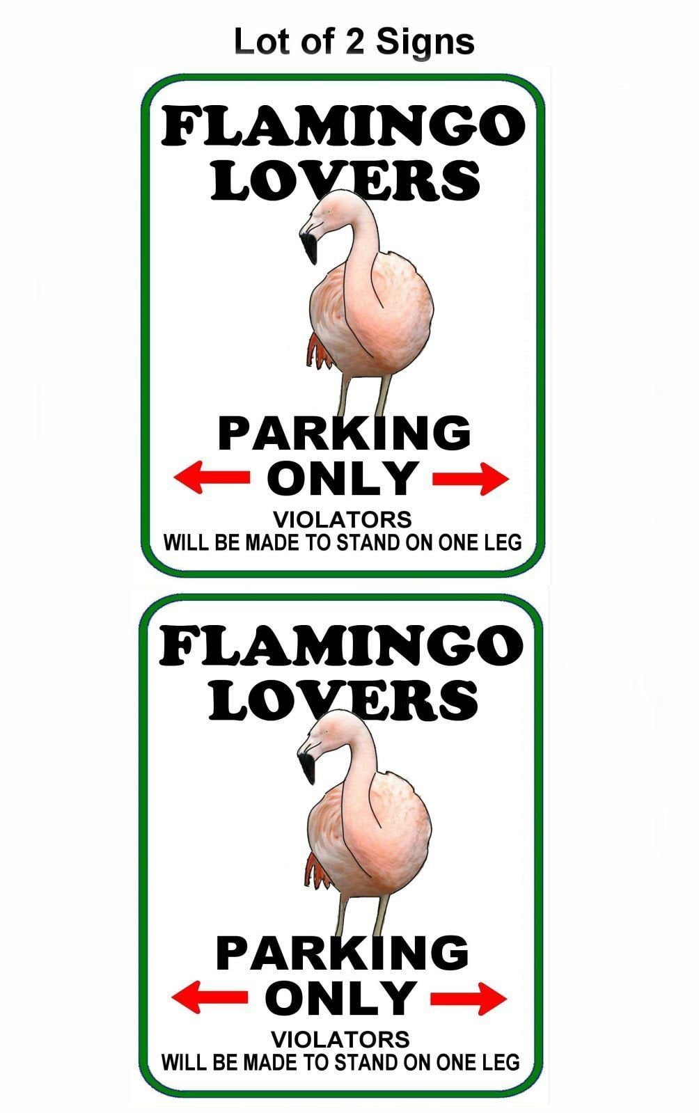 Flamingo Lovers Parking Only (v1) 11.5" x 9" Laminated Funny Sign - 2 Pack