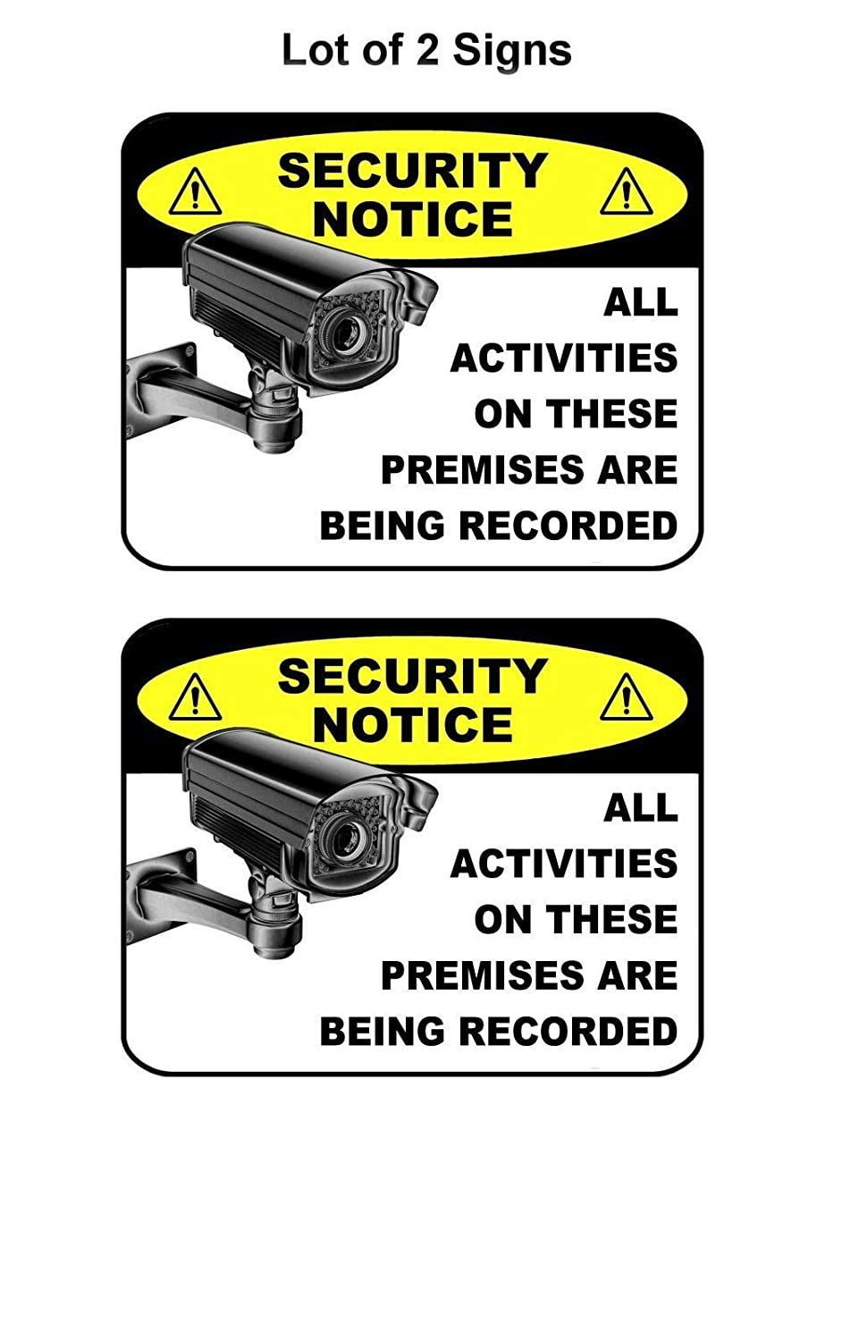 Security Notice All Activities on These Premises are Being Recorded 11.5 " x 9" Laminated Sign - 2 Pack