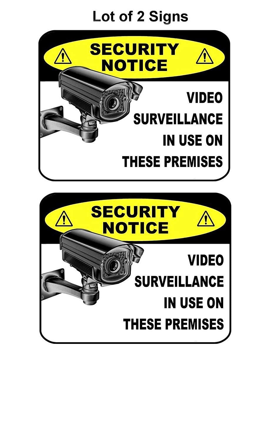 Security Notice Video Surveillance in Use on These Premises 11.5" x 9" Laminated Sign - 2 Pack