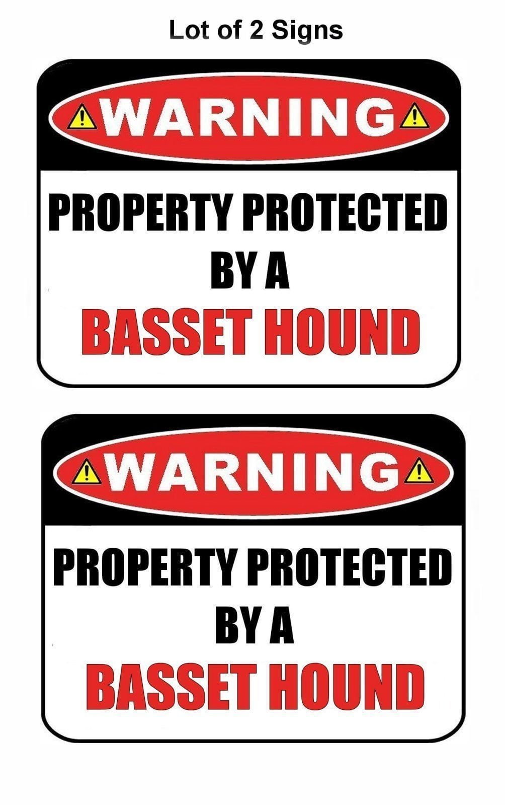 2-Count Warning Property Protected by a Basset Hound 9 inch x 11.5 inch Laminated Dog Sign