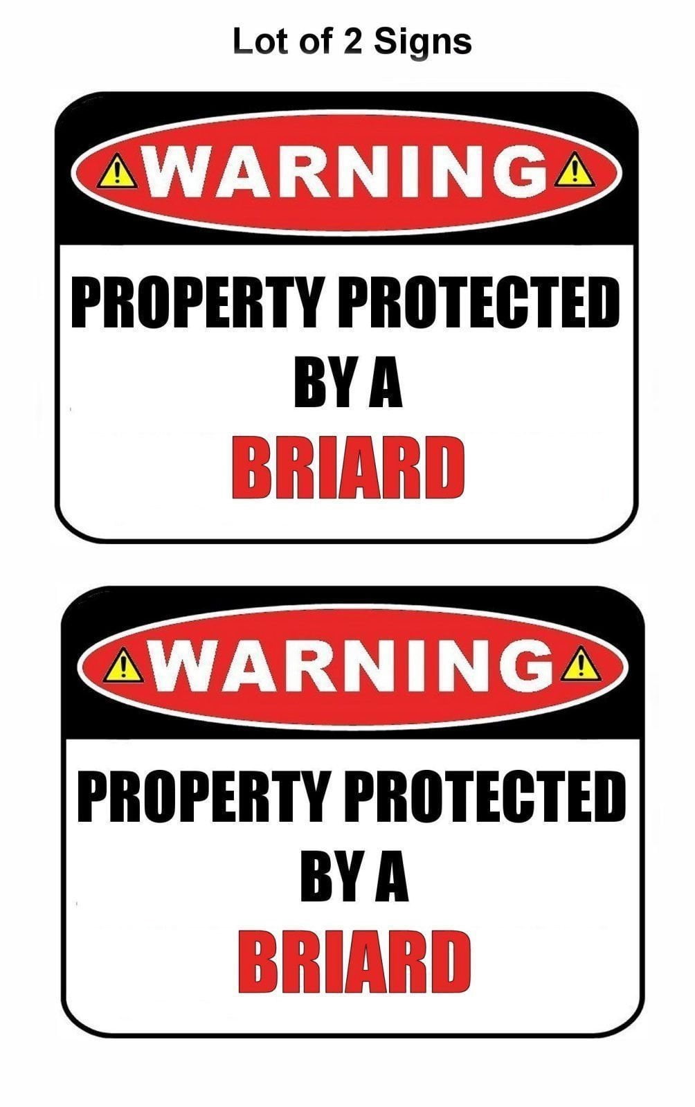 2-Count Warning Property Protected by a Briard 9 inch x 11.5 inch Laminated Dog Sign