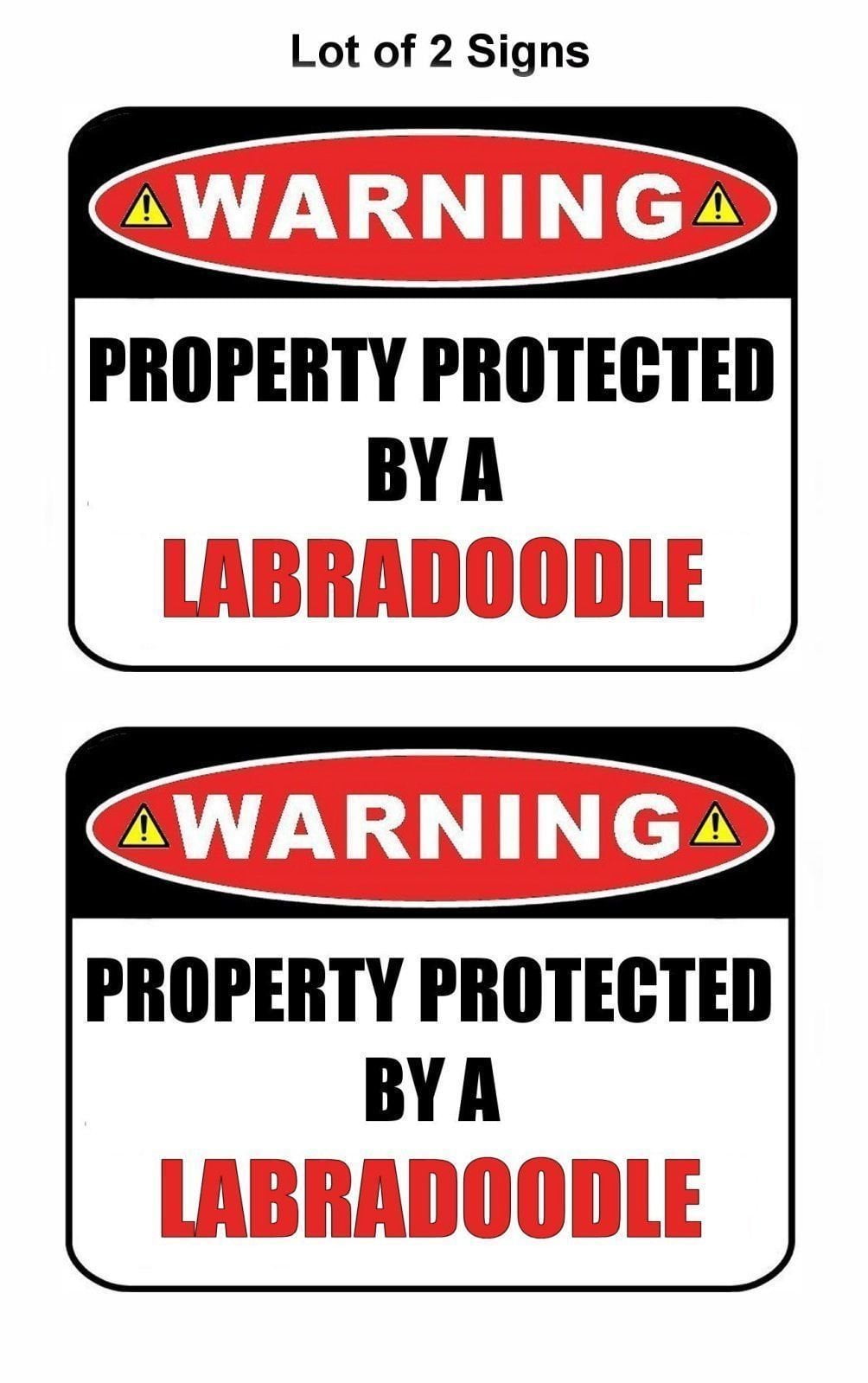 2-Count Warning Property Protected by a Labradoodle 9 inch x 11.5 inch Laminated Dog Sign