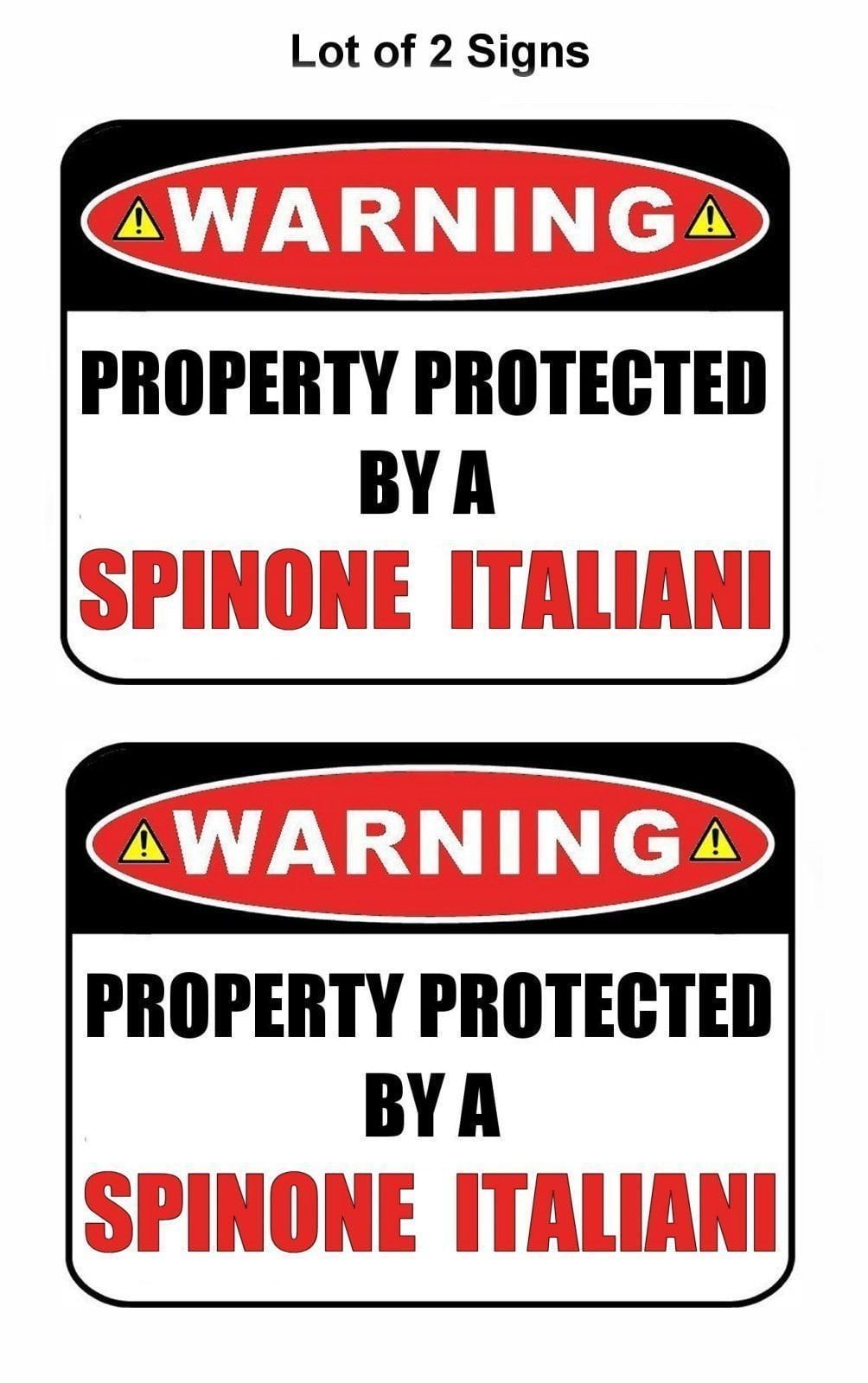 2-Count Warning Property Protected by a Spinone Italiani 9 inch x 11.5 inch Laminated Dog Sign