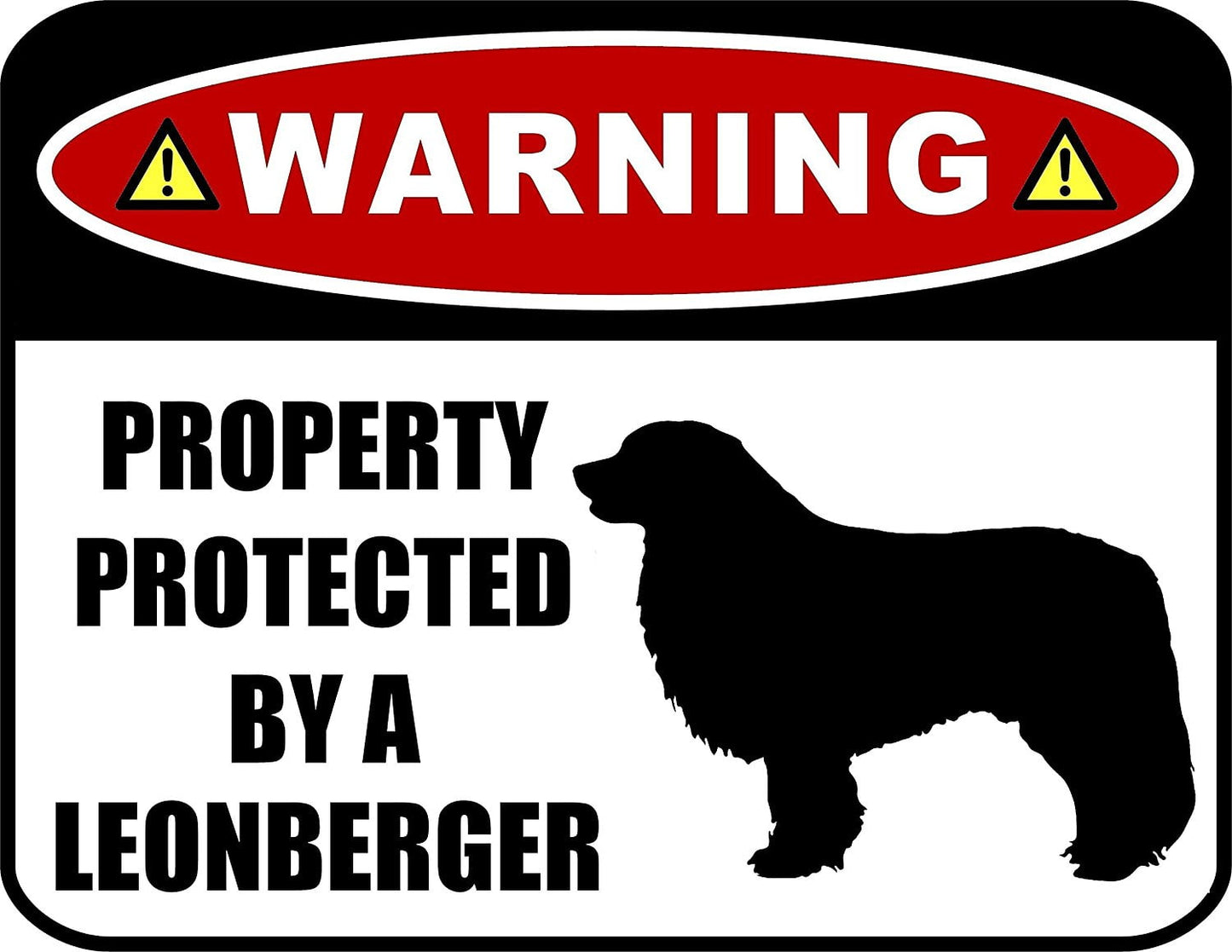 Warning Property Protected by a Leonberger (SILHOUETTE) 11.5 inch x 9 inch Laminated Dog Sign