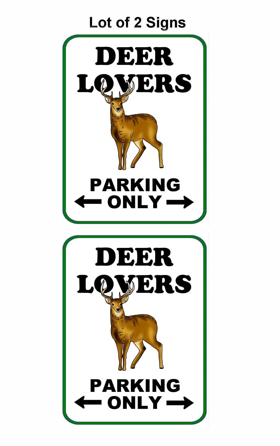 2-Count Deer Lovers Parking Only (v2) 9 inch by 11.5 inch Laminated Funny Sign