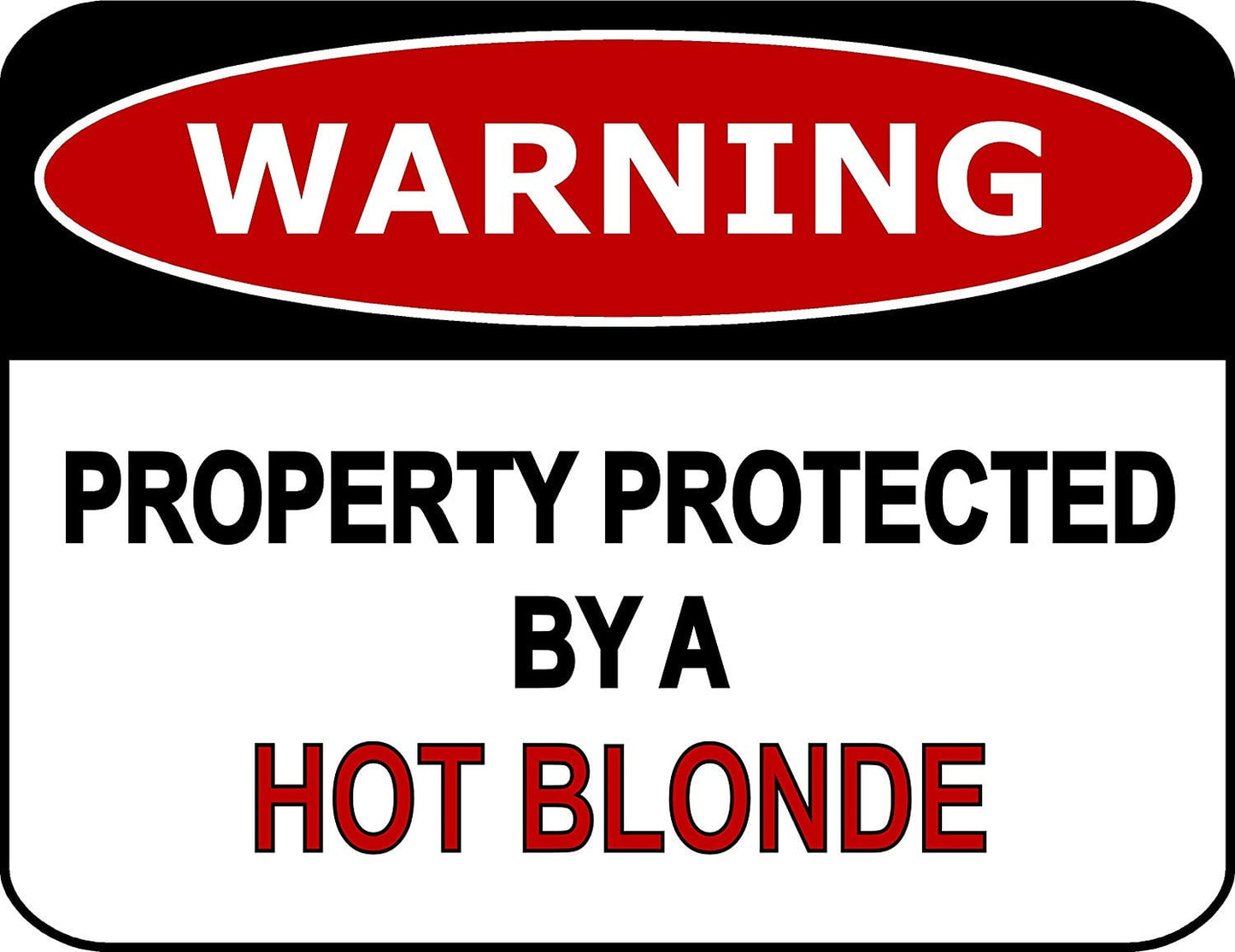 Warning Property Protected By A Hot Blonde 11.5" x 9" Laminated Funny Sign