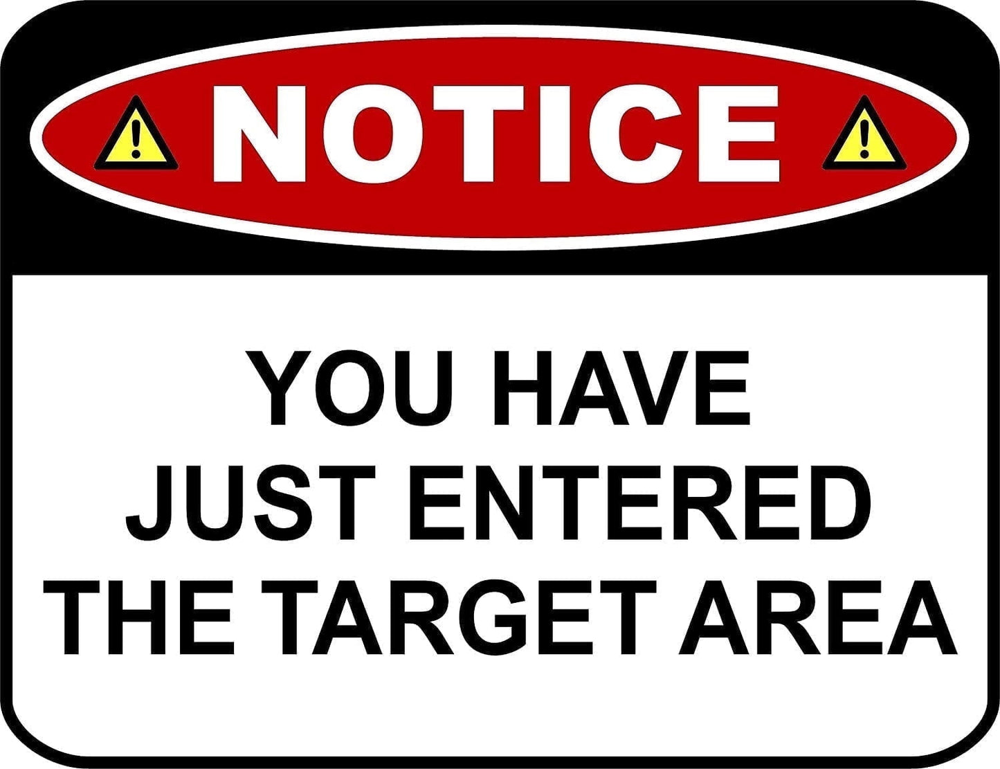 Notice You Have Just Entered The Target Area 11.5 inch by 9 inch Laminated Funny Sign