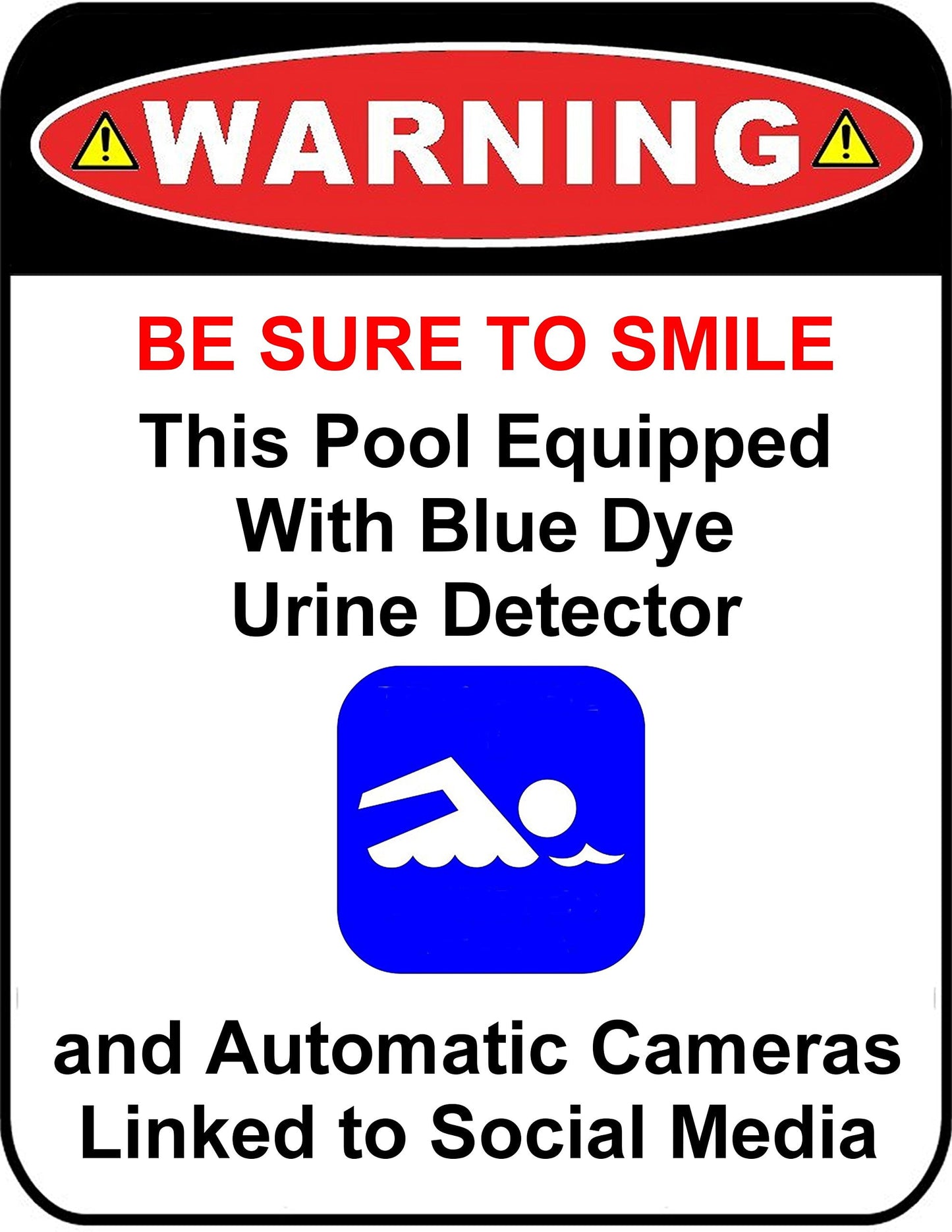 2-Count Warning Be Sure To Smile This Pool Equipped With... 11.5" x 9" Laminated Funny Sign