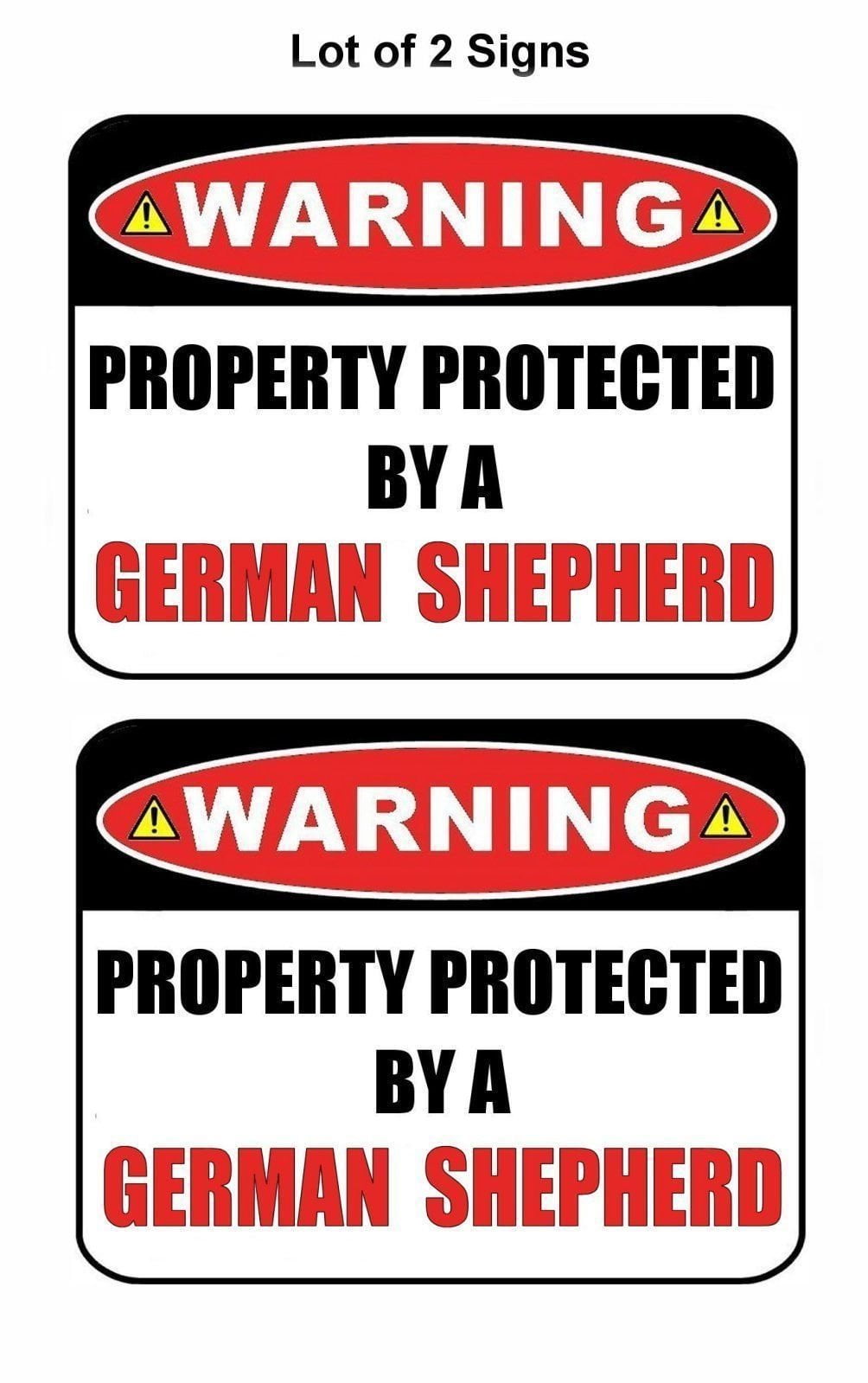 2-Count Warning Property Protected by a German Shepherd 9 inch x 11.5 inch Laminated Dog Sign