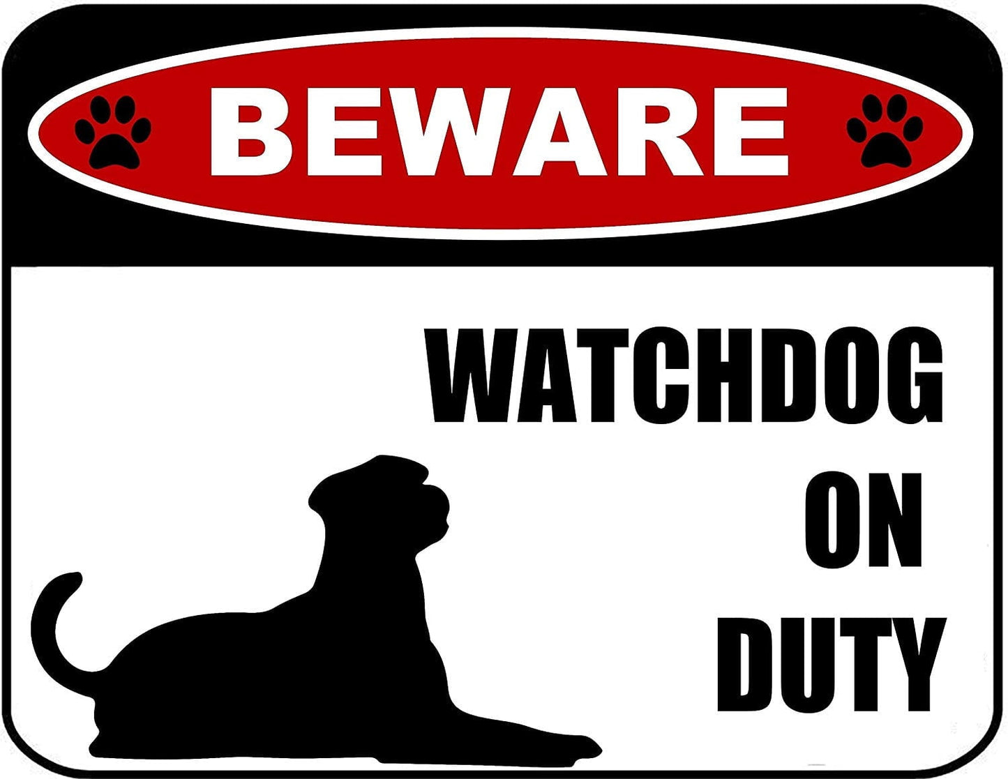 Beware Watchdog On Duty (Silhouette) 11.5 inch x 9 inch Laminated Dog Sign