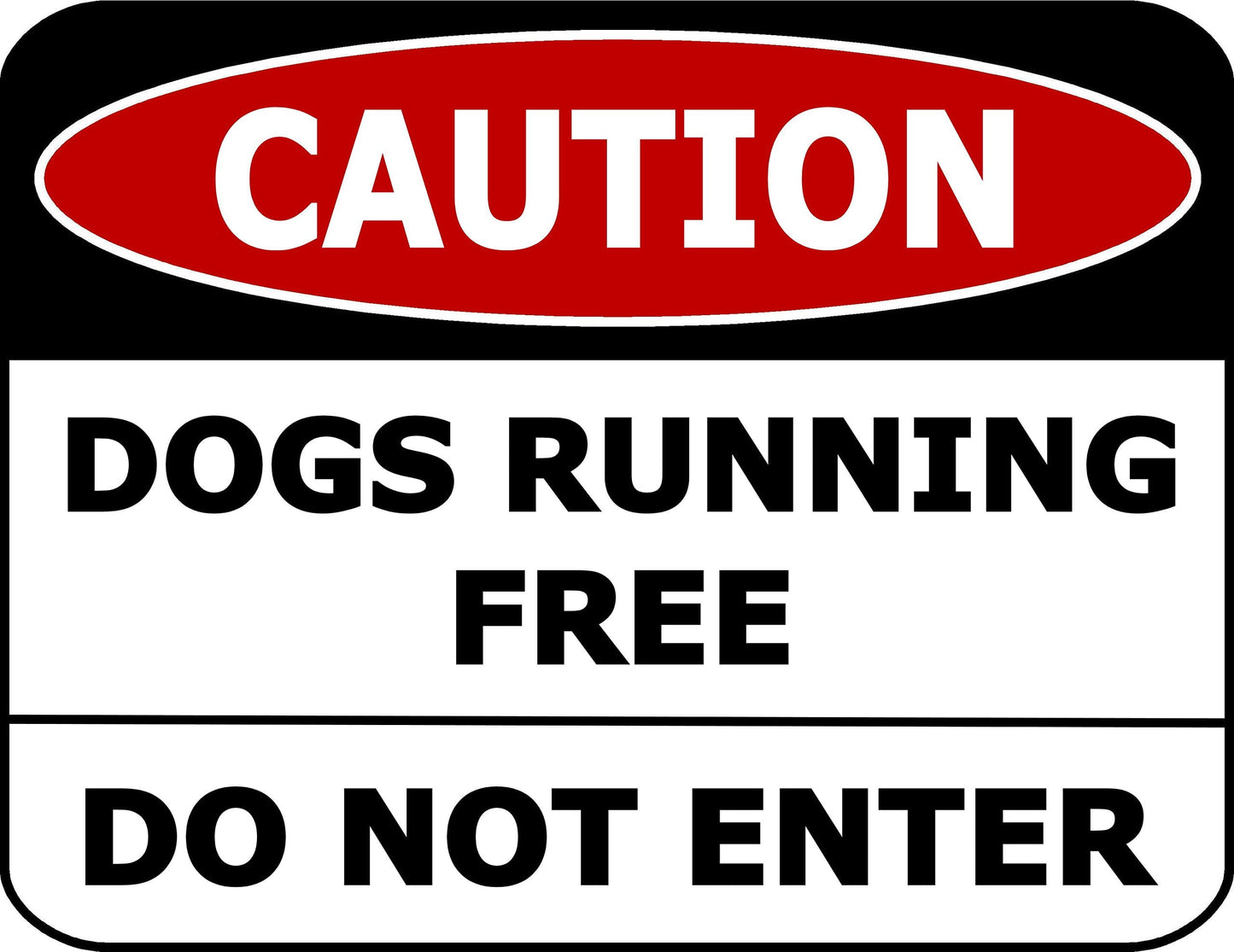 Caution Dogs Running Free Do Not Enter 11.5 inch by 9 inch Laminated Dog Sign