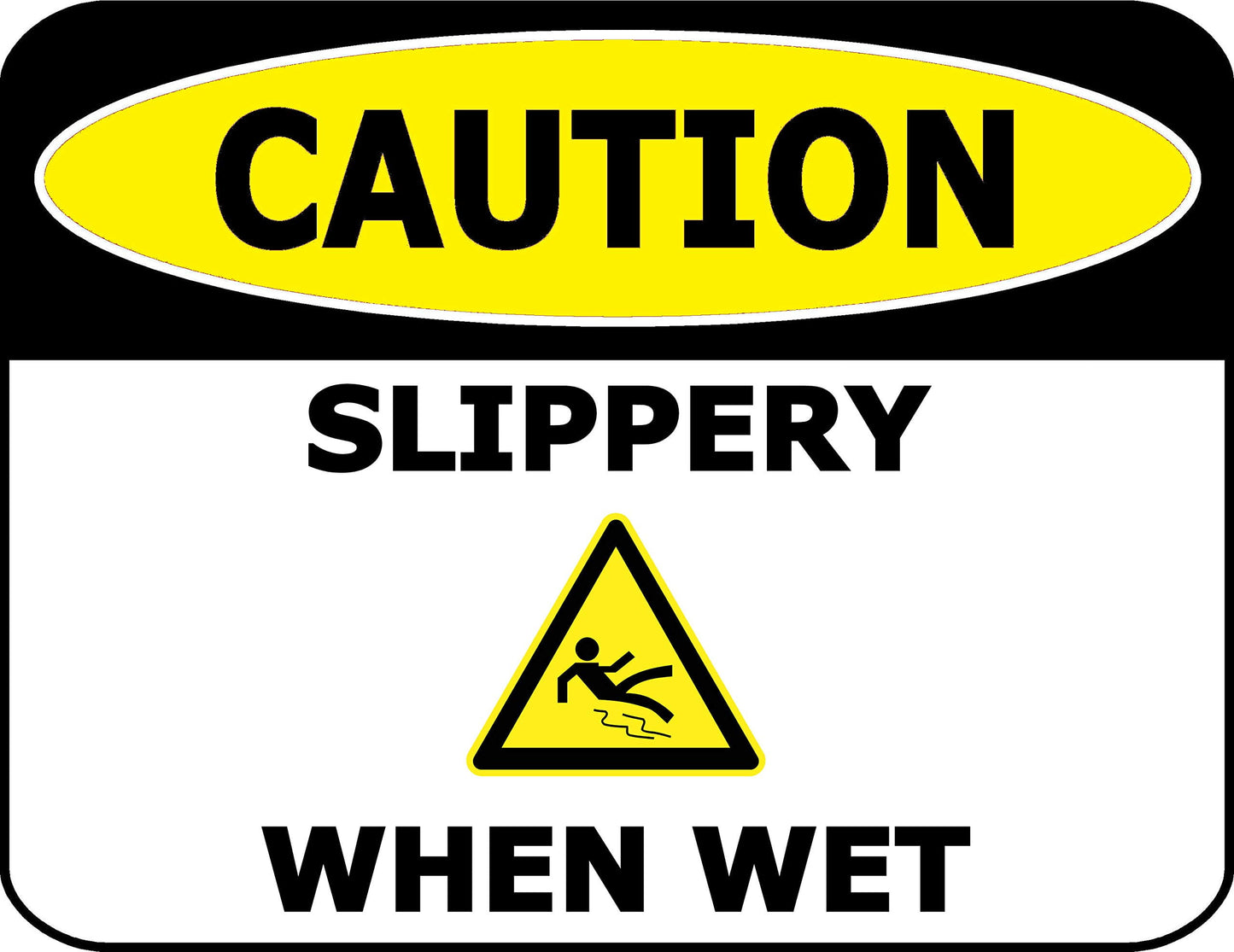 Caution Slippery When Wet 11.5 inch by 9 inch Laminated Office Sign