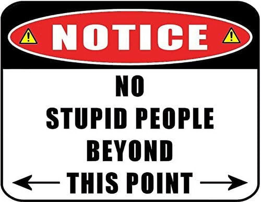 Notice No Stupid People Beyond this Point 11.5" x 9" Laminated Funny Sign