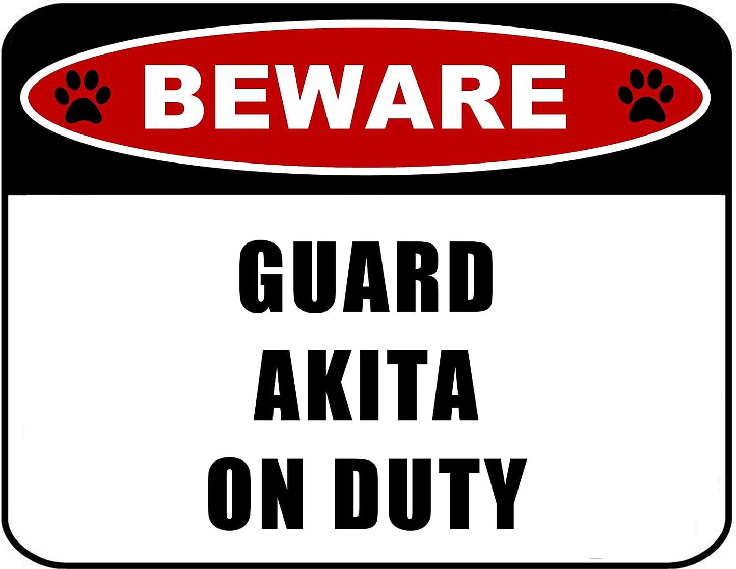 Beware Guard Akita on Duty (v2) 11.5 inch x 9 inch Laminated Dog Sign