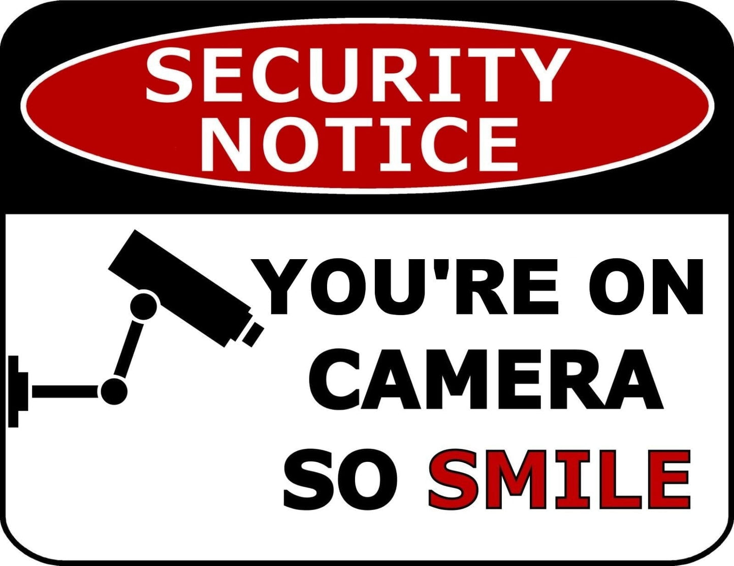Security Notice Your On Camera So Smile 11.5 inch by 9 inch Laminated Security Sign