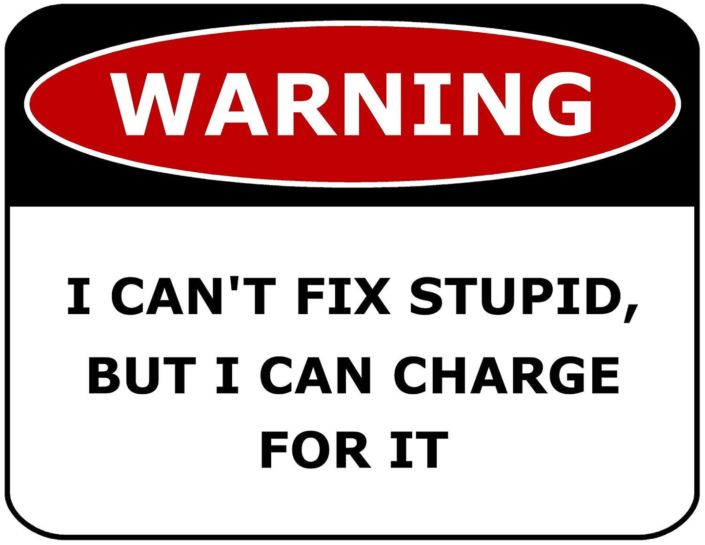 Warning I Can't Fix Stupid, But I Can Charge For It 11.5" x 9" Laminated Funny Sign