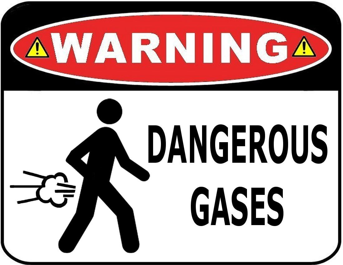 Warning Dangerous Gases 11.5" x 9" Laminated Funny Sign