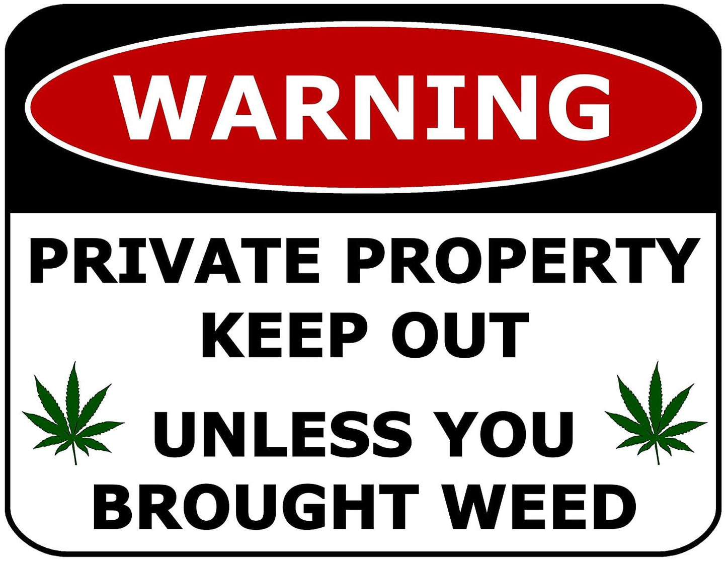 Warning Private Property Keep Out Unless You Brought W**d 11.5" x 9" Laminated Funny Sign