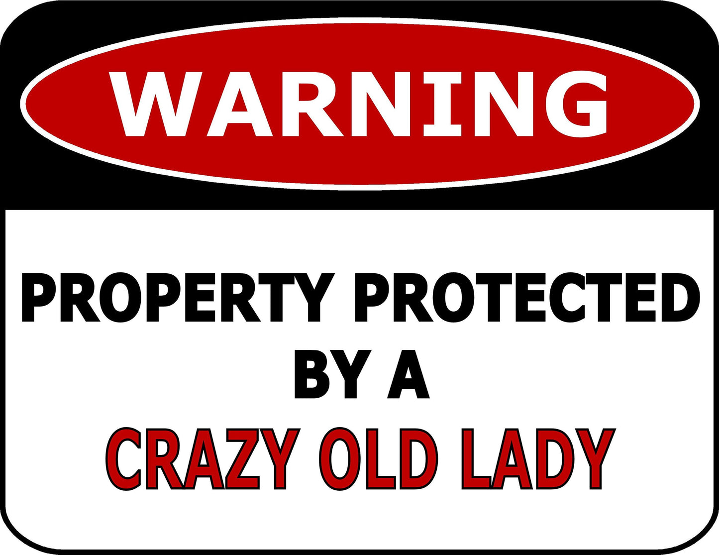 Warning Property Protected By A Crazy Old Lady 11.5 inch by 9 inch Laminated Funny Sign