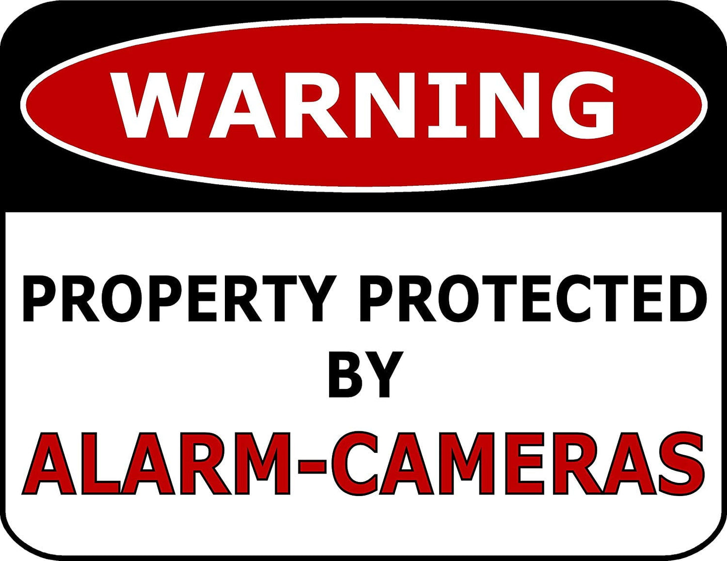 Warning Property Protected By Alarm-Cameras 11.5" x 9" Laminated Funny Sign