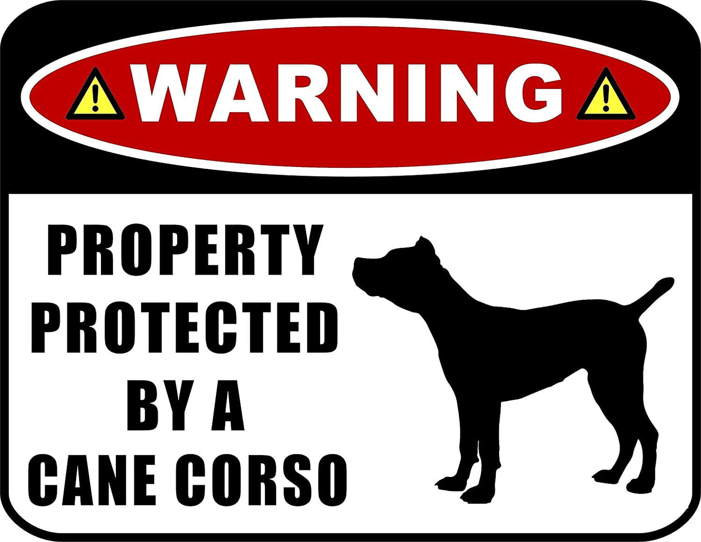 Warning Property Protected by a Cane Corso (SILHOUETTE) 11.5 inch x 9 inch Laminated Dog Sign