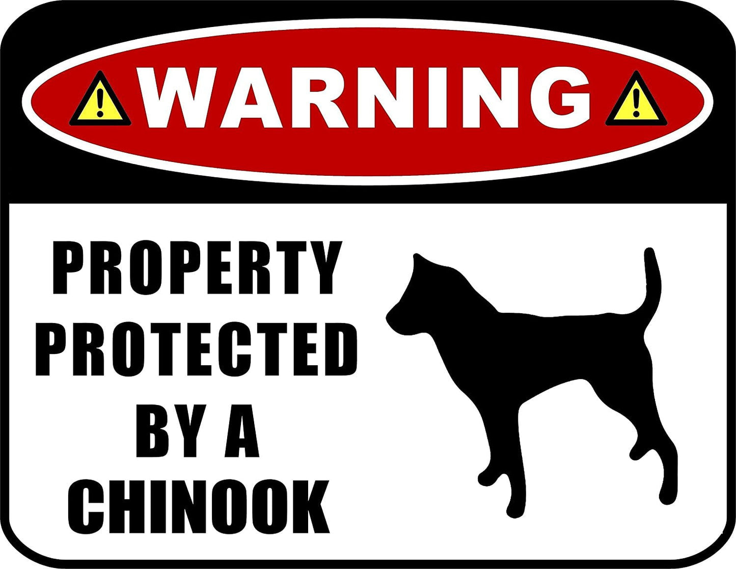 Warning Property Protected by a Chinook (SILHOUETTE) 11.5 inch x 9 inch Laminated Dog Sign