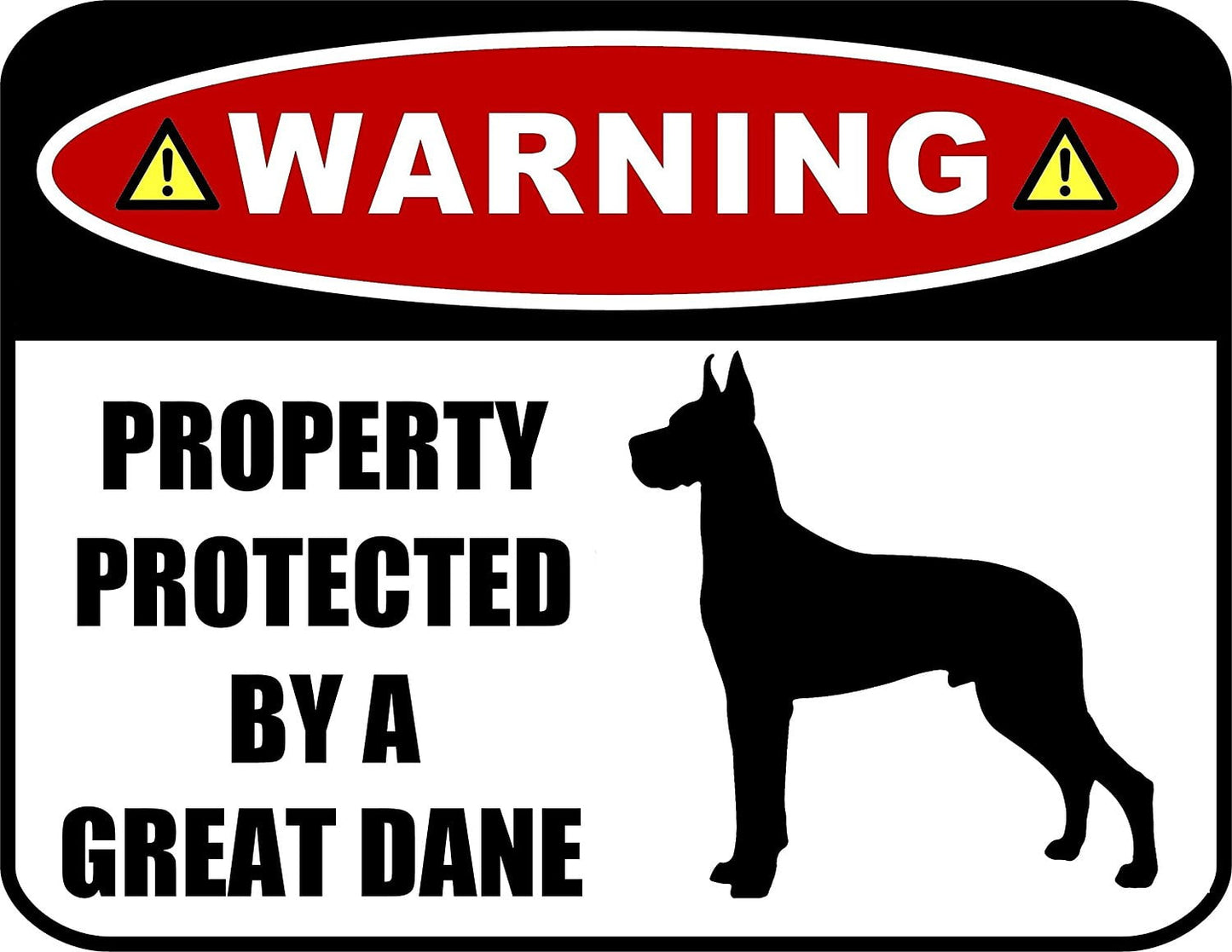 Warning Property Protected by a Great Dane (SILHOUETTE) 11.5 inch x 9 inch Laminated Dog Sign