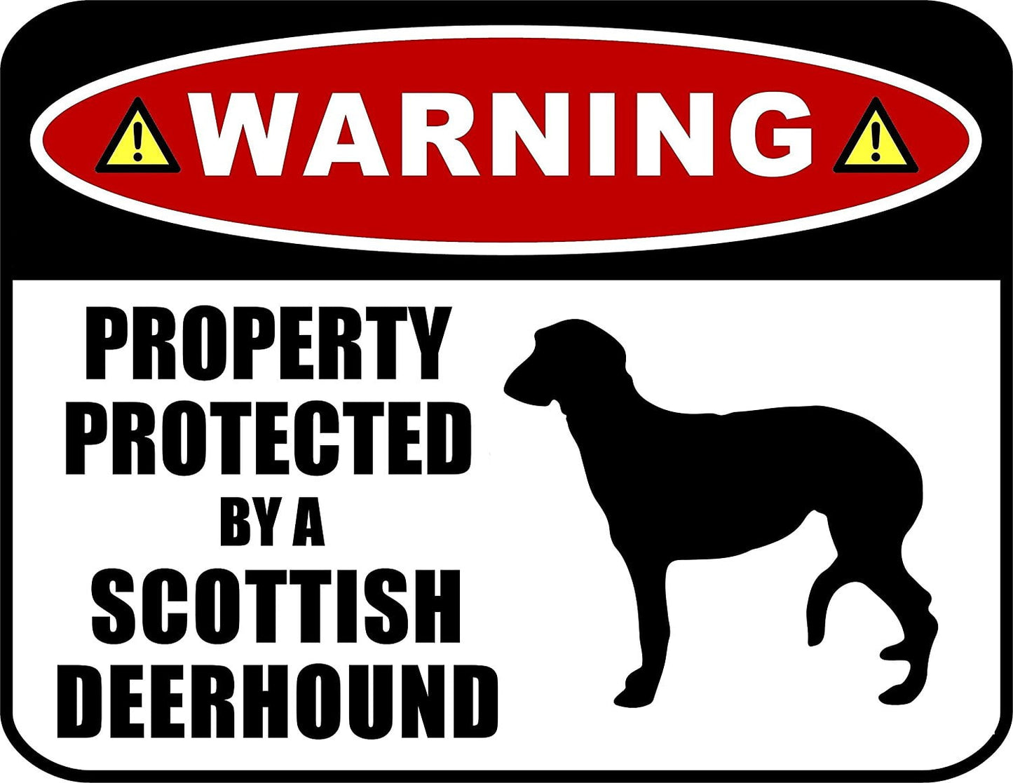 Warning Property Protected by a Scottish Deerhound (SILHOUETTE) 11.5 inch x 9 inch Laminated Dog Sign