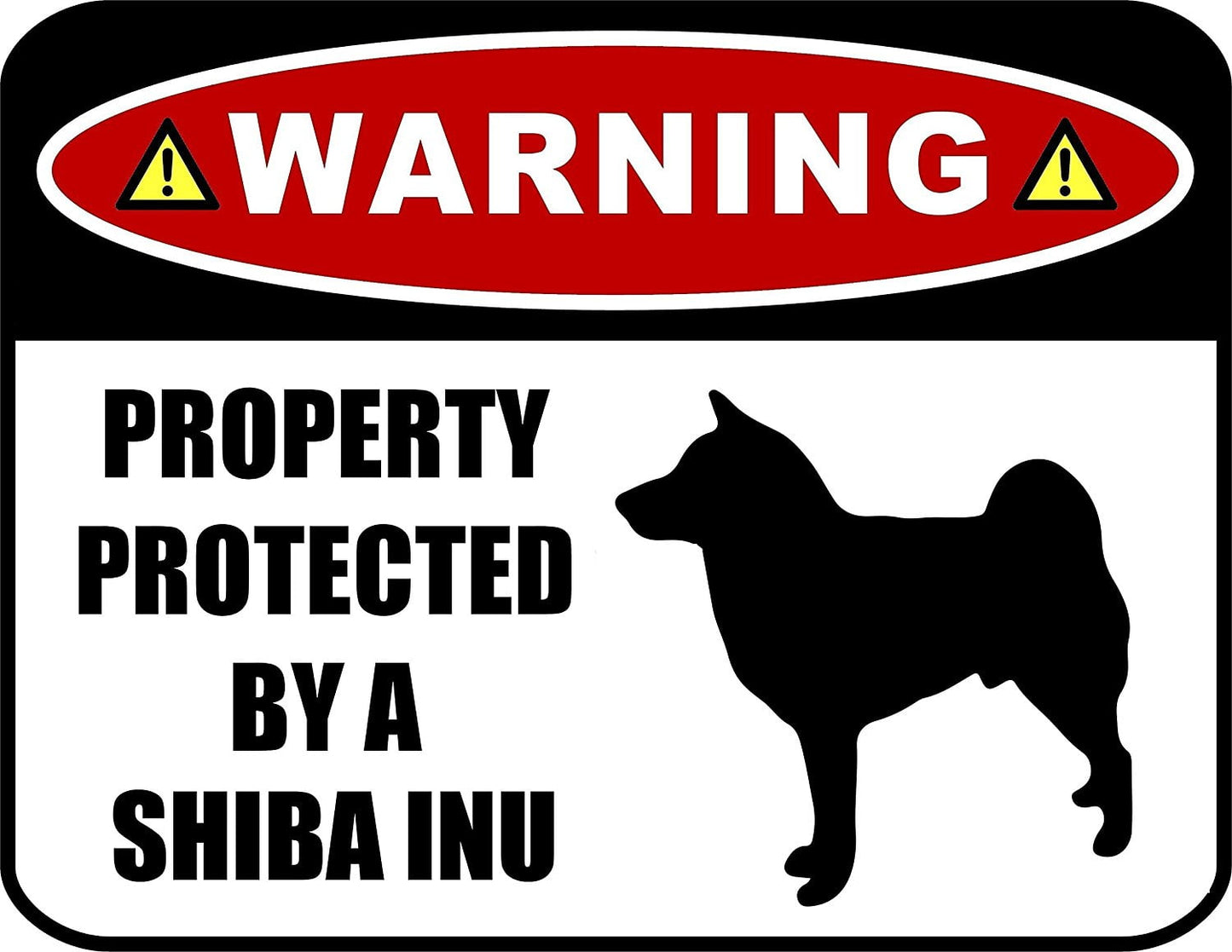 Warning Property Protected by a Shiba Inu (SILHOUETTE) 11.5 inch x 9 inch Laminated Dog Sign