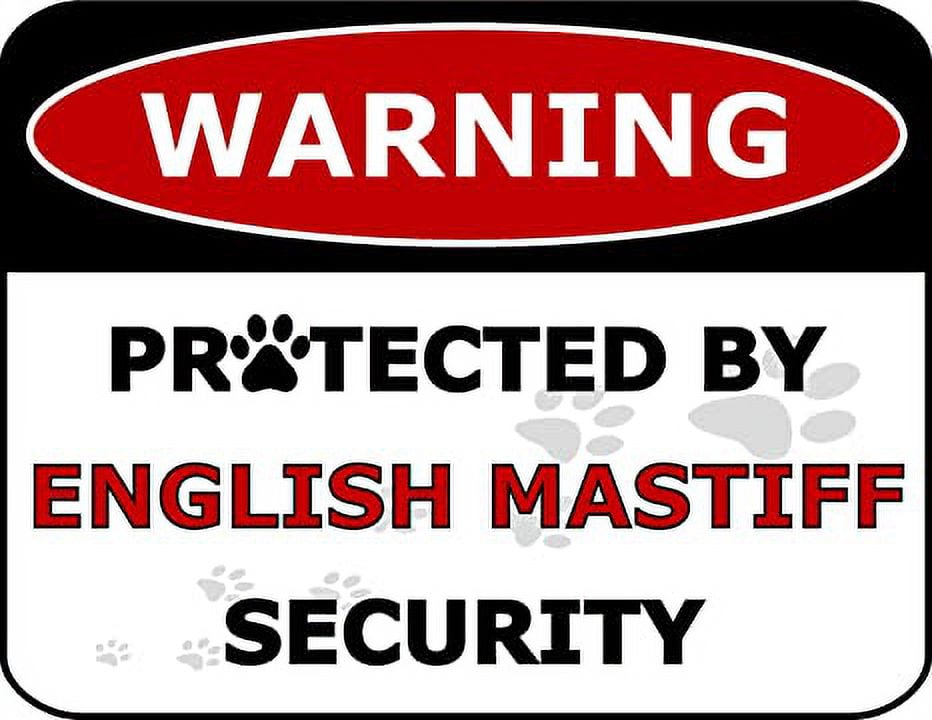 Warning Protected by English Mastiff Security 11.5 inch by 9 inch Laminated Dog Sign