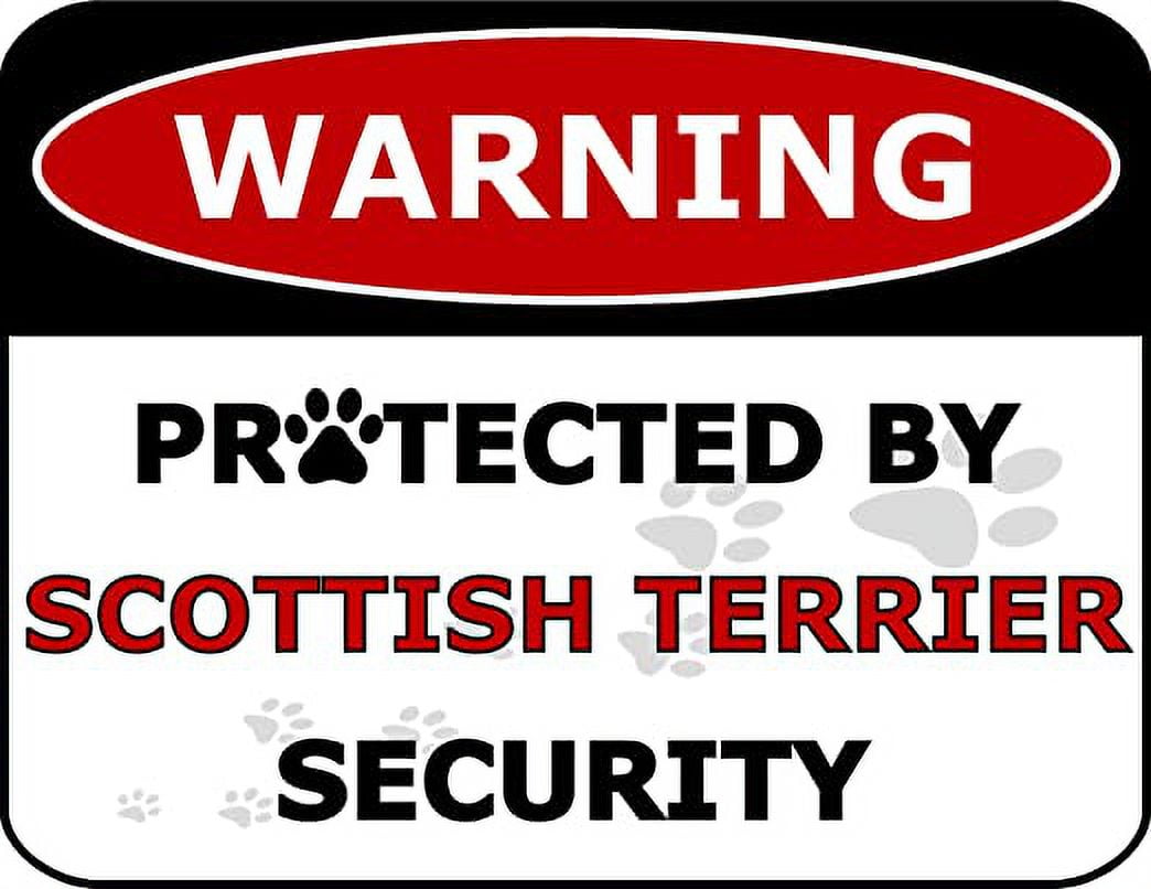 Warning Protected by Scottish Terrier Security 11.5 inch by 9 inch Laminated Dog Sign