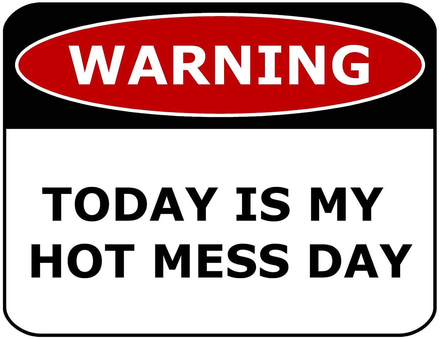 Warning Today Is My Hot Mess Day 11.5" x 9" Laminated Funny Sign