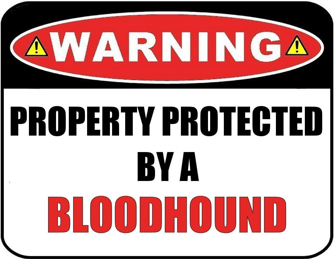 Warning Property Protected by a Bloodhound 9 inch x 11.5 inch Laminated Dog Sign
