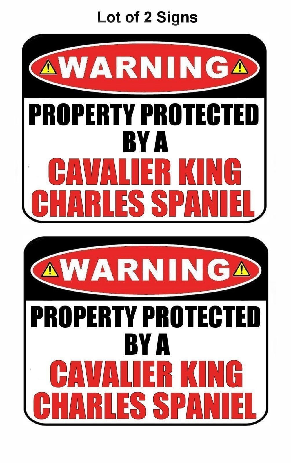 Warning Property Protected by a Cavalier King Charles Spaniel 9 inch x 11.5 inch Laminated Dog Sign