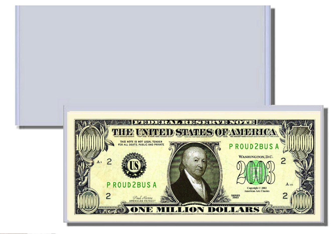 Novelty Million Dollar Bill – Paul Revere Patriot Million Dollar Bill