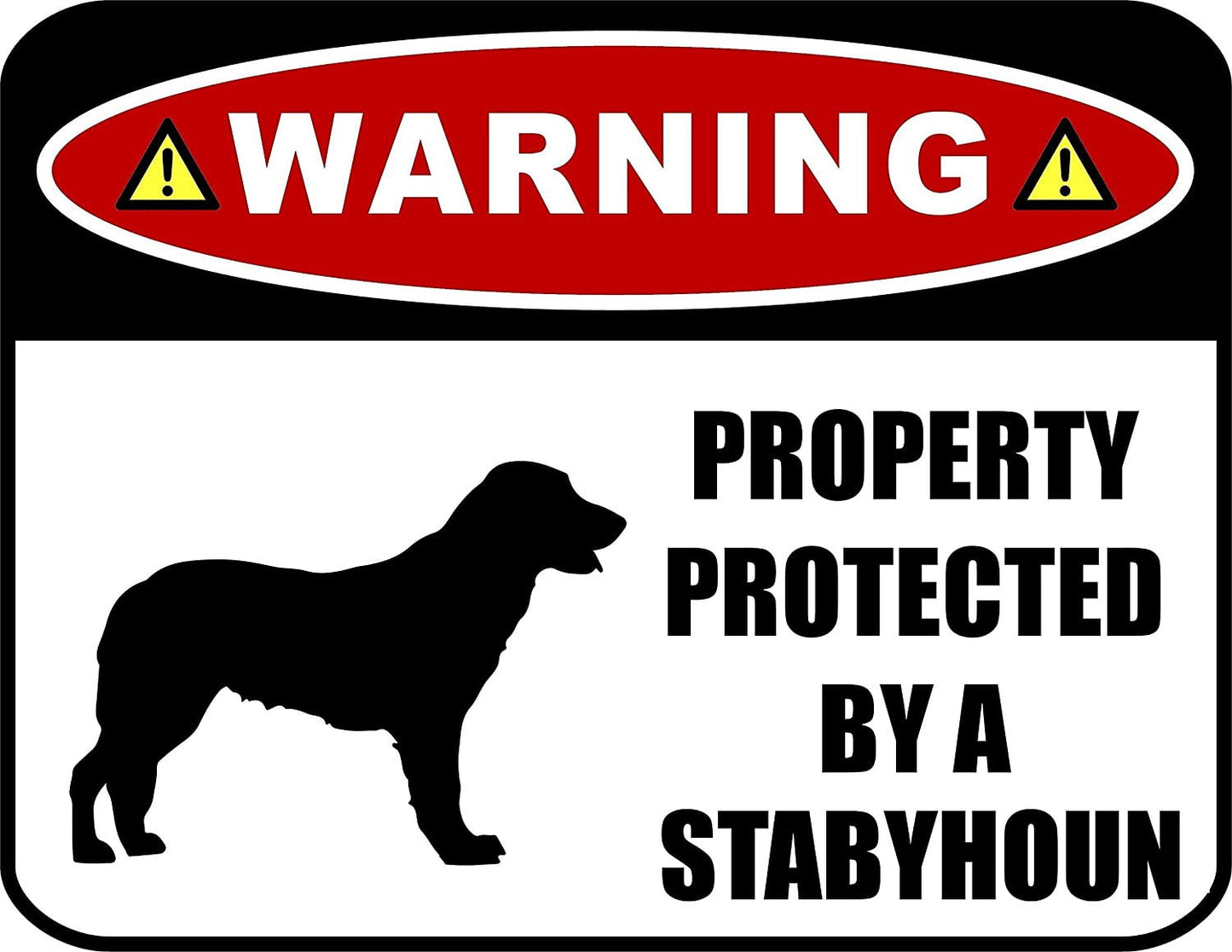 Warning Property Protected by a Stabyhoun (SILHOUETTE) 11.5 inch x 9 inch Laminated Dog Sign