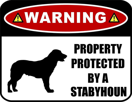 Warning Property Protected by a Stabyhoun (SILHOUETTE) 11.5 inch x 9 inch Laminated Dog Sign