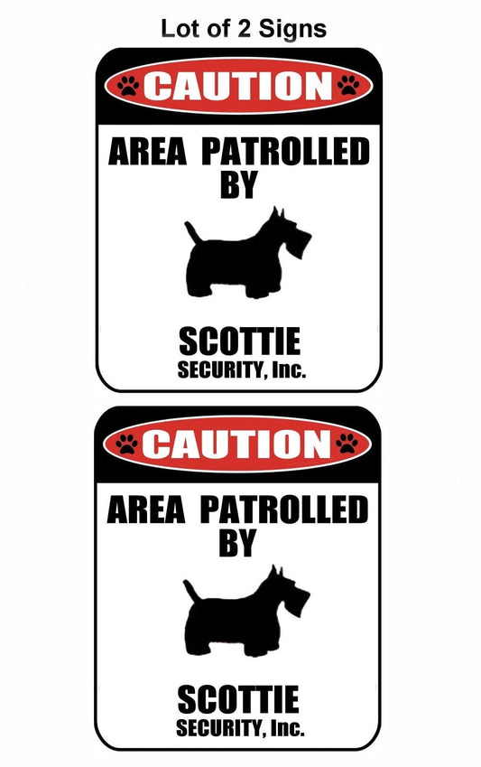 2-Count Caution Area Patrolled by Scottie Security Inc 9 x 11.5 Laminated Signs