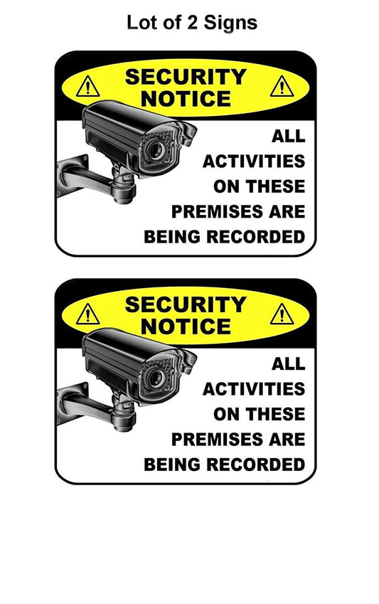 Security Notice All Activities on These Premises are Being Recorded 11.5 " x 9" Laminated Sign - 2 Pack