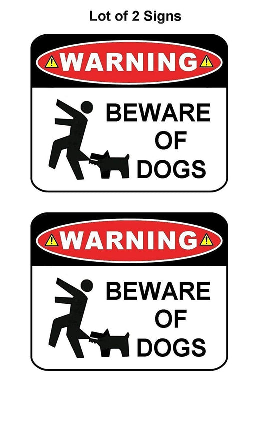 Warning Beware of Dogs 11.5" x 9" Laminated Dog Sign - 2 Pack