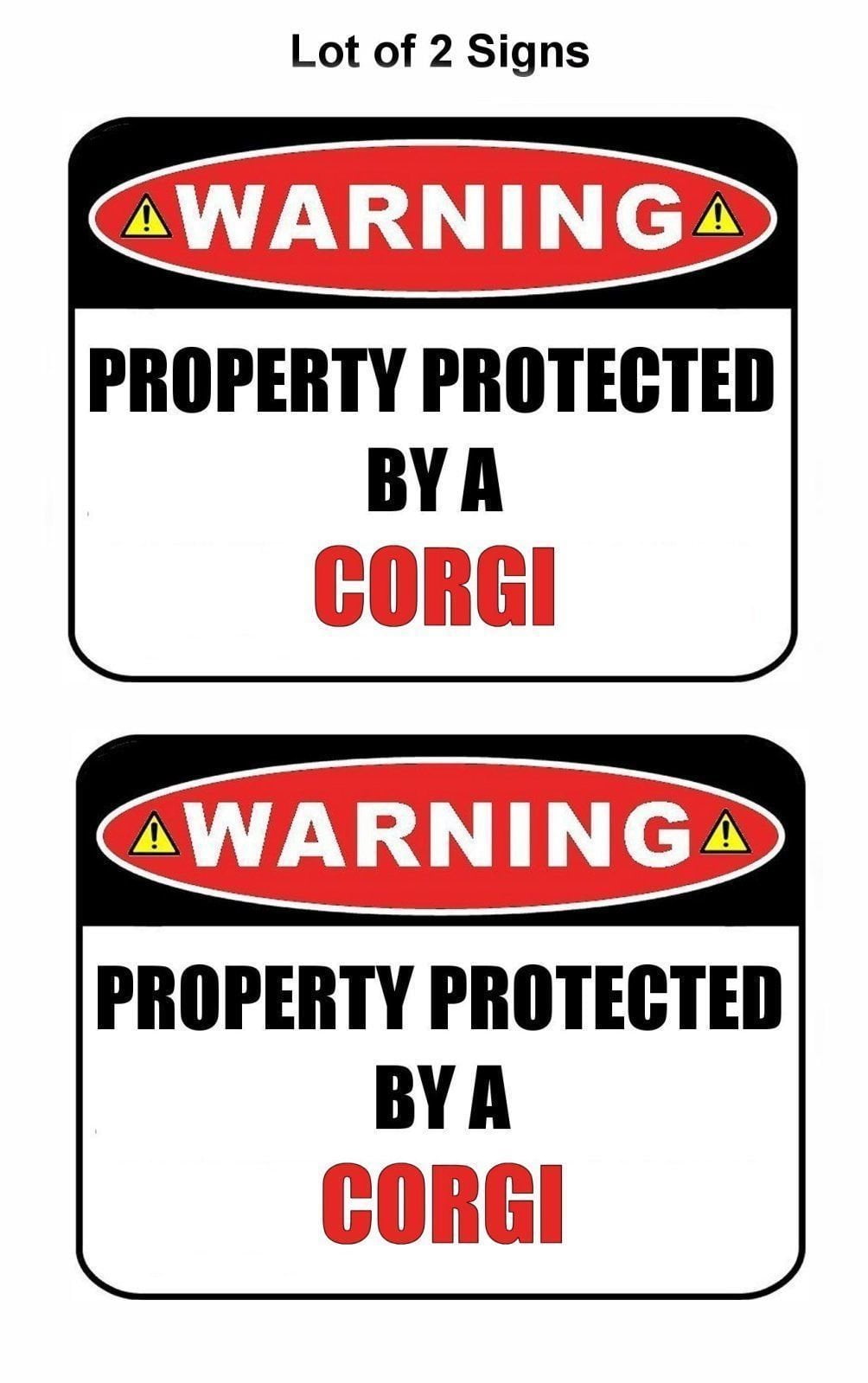 2-Count Warning Property Protected by a Corgi 9 inch x 11.5 inch Laminated Dog Sign