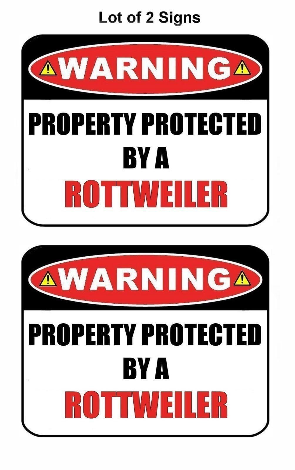 2-Count Warning Property Protected by a Rottweiler 9 inch x 11.5 inch Laminated Dog Sign