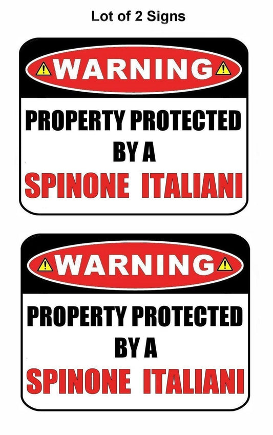 2-Count Warning Property Protected by a Spinone Italiani 9 inch x 11.5 inch Laminated Dog Sign