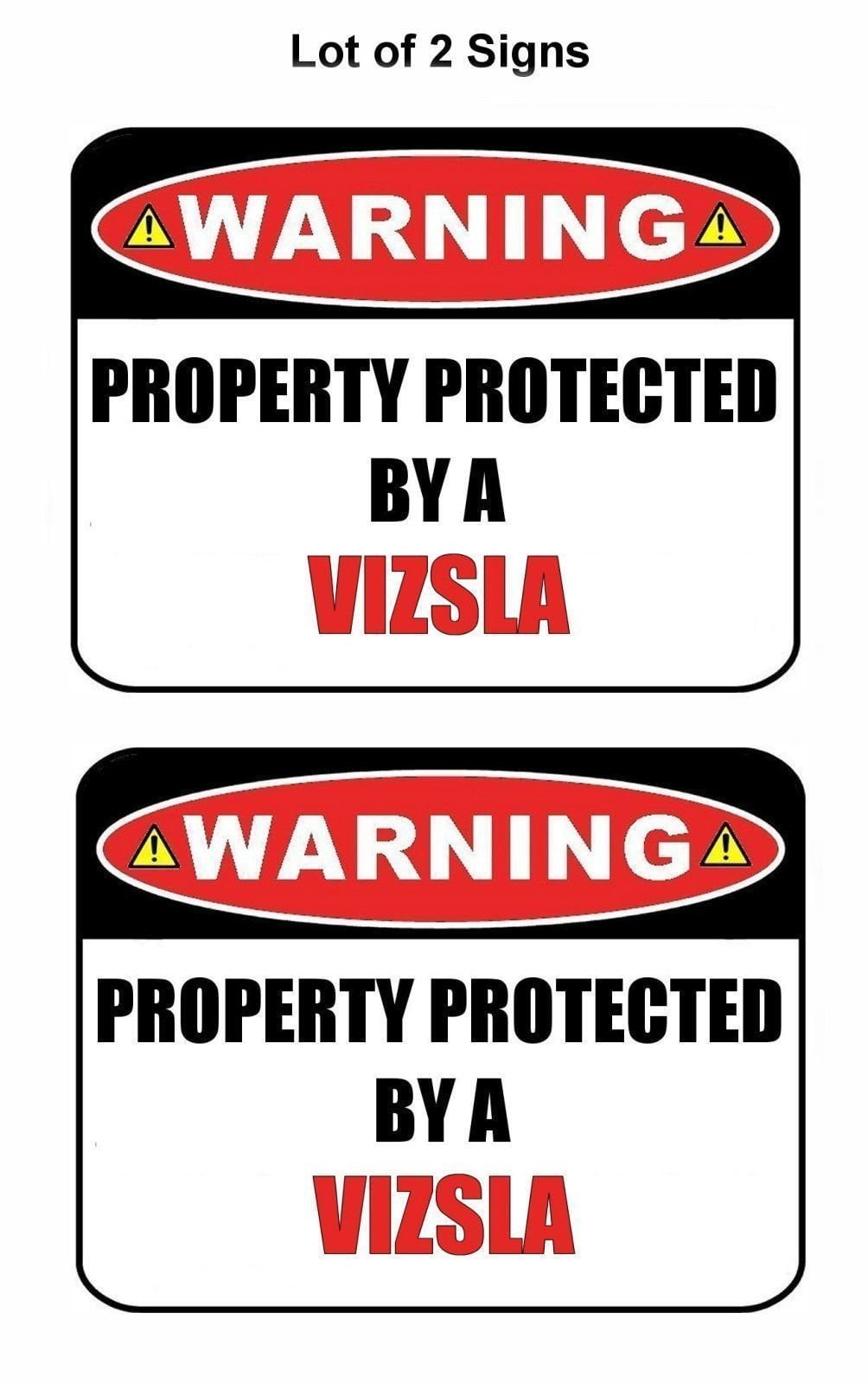 2-Count Warning Property Protected by a Vizsla 9 inch x 11.5 inch Laminated Dog Sign