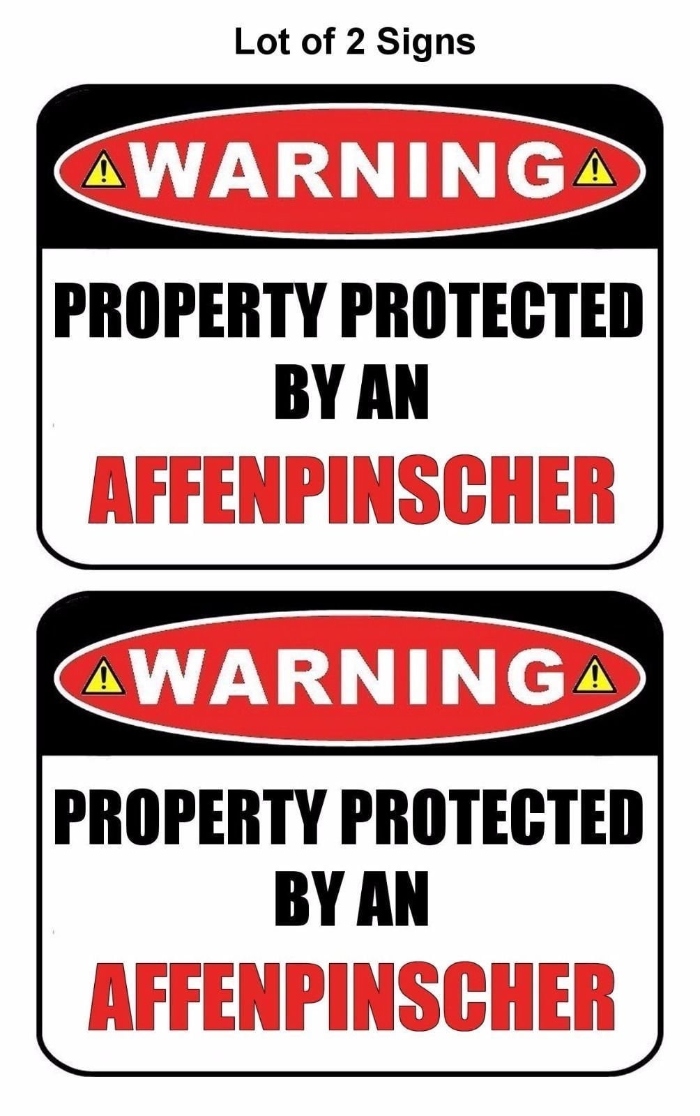 2-Count Warning Property Protected by an Affenpinscher 9 inch x 11.5 inch Laminated Dog Sign