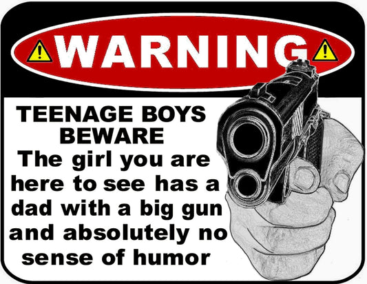 2-Count Warning Teenage Boys Beware 11.5 by 9 inch Laminated Sign