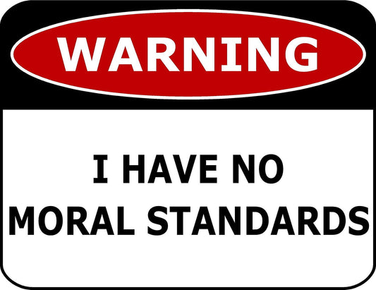 Warning I Have No Moral Standards 11.5" x 9" Laminated Funny Sign