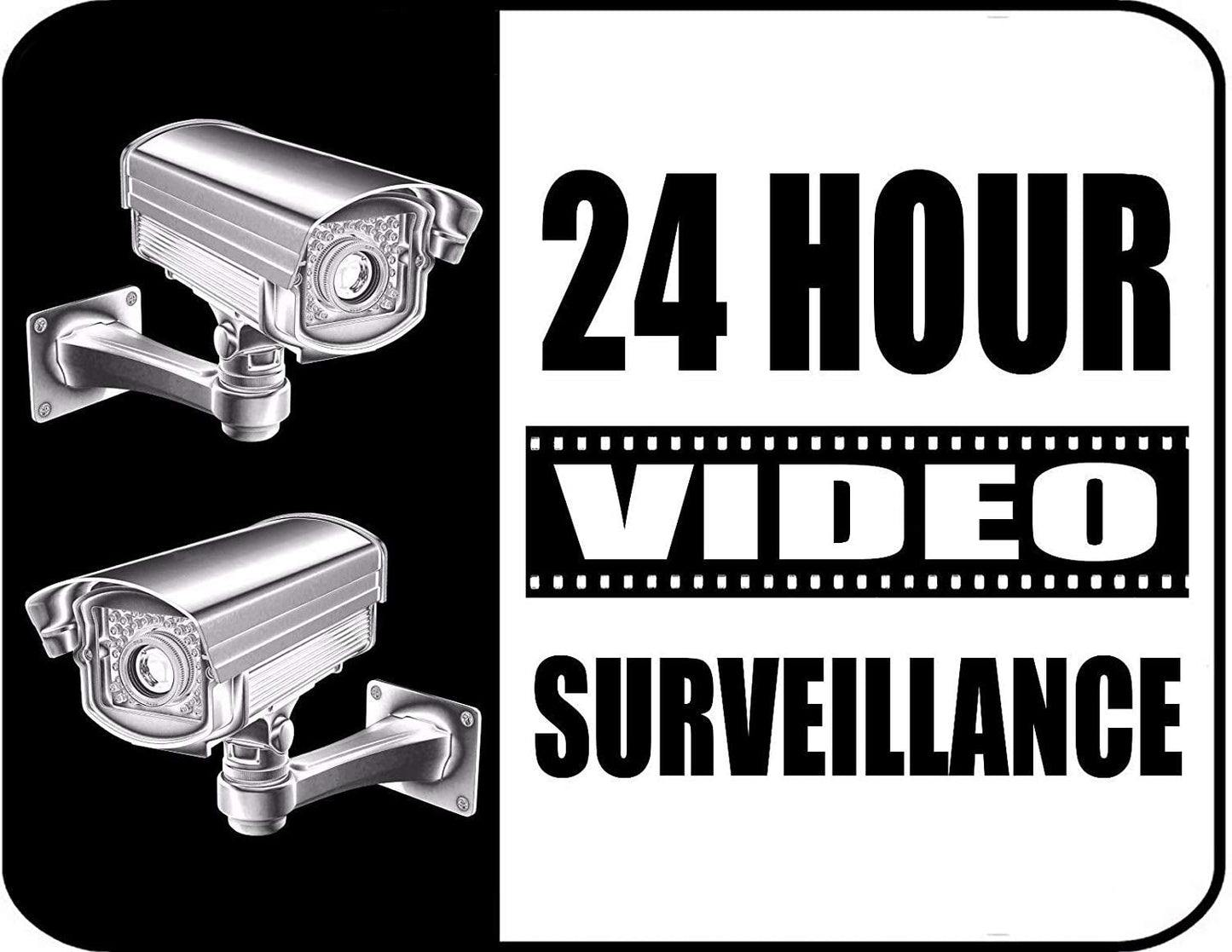 24 Hour Video Surveillance (b&w) 11.5" x 9" Laminated Sign