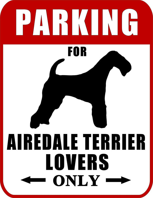 Parking for Airdale Terrier Lovers Only (Red Ver.) 9 W x 11.5 H Laminated Dog Sign